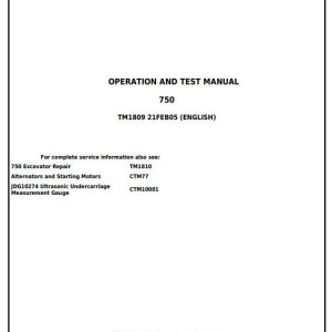 John Deere 750 Operation and Test Manual TM1809