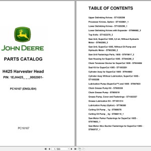 John Deere H425 1EJH425_ _ _0002001- Spare Parts Catalog PDF PC16167