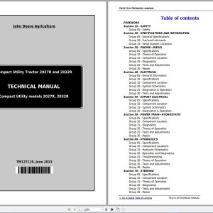 John Deere 2027R 2032R Technical Manual TM127119