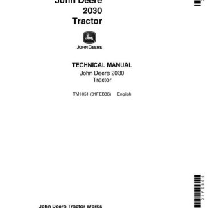 John Deere 2030 Utility Tractor Technical Manual TM1051