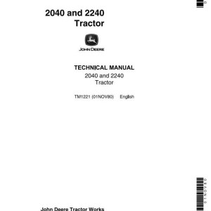 John Deere 2040 2240 Tractor Technical Manual TM1221