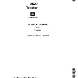 John Deere 2520 Row Crop Hi-Crop Tractor Technical Manual TM1004