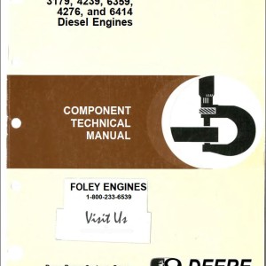 John Deere 300 to 6414 Engine Component Technical Manual CTM4