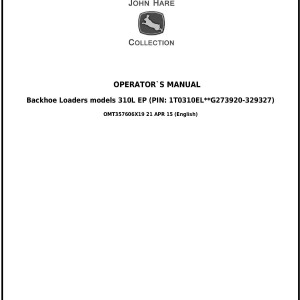 John Deere 310L EP Backhoe Loader Operator Manual OMT357606X19