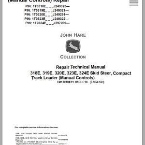 John Deere 318E 319E 320E 323E 324E Repair Technical Manual TM13010X19