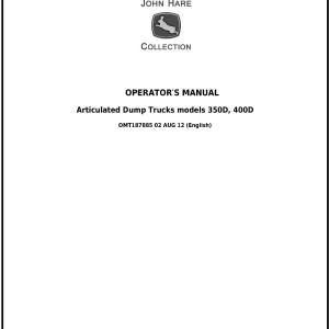 John Deere 350D 400D Articulated Dump Truck Operator Manual OMT187885
