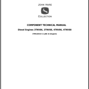 John Deere 3TNV86 4TNV86 3TNV88 4TNV88 Yanmar Diesel Engine Component Technical Manual CTM120419