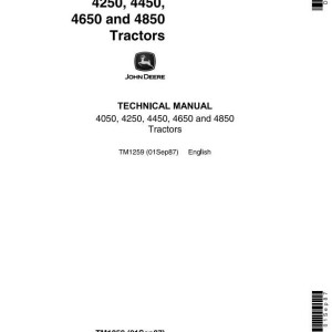 John Deere 4050 4250 4450 4650 4850 Tractor Technical Manual TM1259