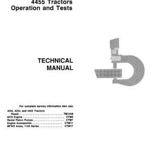 John Deere 4055 4255 4455 Tractor Operation Test Manual TM1459