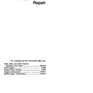 John Deere 4055 4255 4455 Tractor Repair Technical Manual TM1458