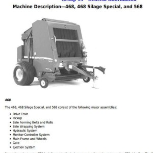 John Deere 468 468 568 Silage Special Round Balers Repair Technical Manual TM1035