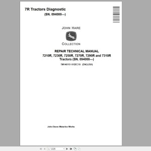 John Deere 7210R 7230R 7250R 7270R 7290R 7310R Repair Technical Manual TM146119