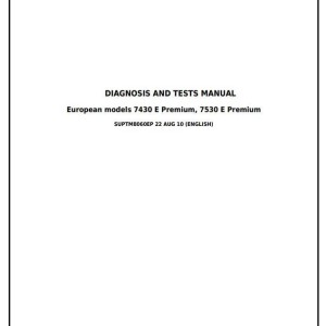 John Deere 7430 7530 European Premium Tractor Supplement Diagnosis Test Manual SUPTM8060EP