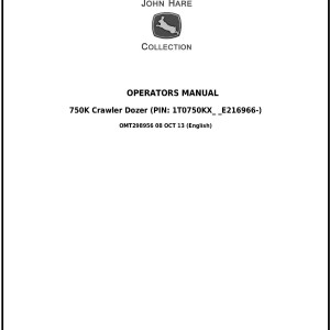 John Deere 750K Crawler Dozer Operator Manual OMT298956