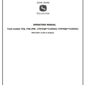John Deere 753J 759J Tracked Feller Buncher Operator Manual OMT231007
