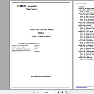 John Deere 850DLC Operation and Test Manual TM10009