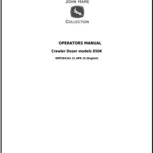 John Deere 850K Crawler Dozer Operator Manual OMT284161