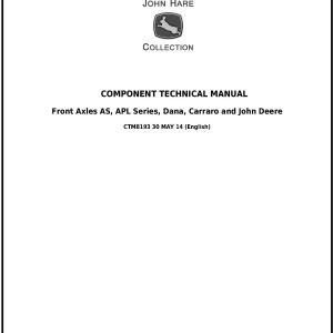 John Deere AS APL Series Front Axles Component Technical Manual CTM8193