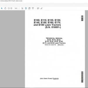 John Deere E100 E110 E120 E130 E140 E150 E160 E170 E180 Technical Manual TM151119