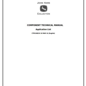 John Deere Engine Application List Component Technical Manual CTM106819