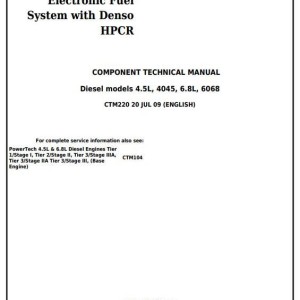 John Deere PowerTech 4.5L 6.8L Diesel Engine Component Technical Manual CTM220