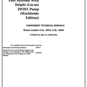John Deere PowerTech 4.5L 6.8L Diesel Engine Component Technical Manual CTM284