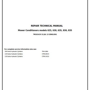 John Deere 625 630 635 830 835 Mower-Conditioner Repair Technical Manual TM101419
