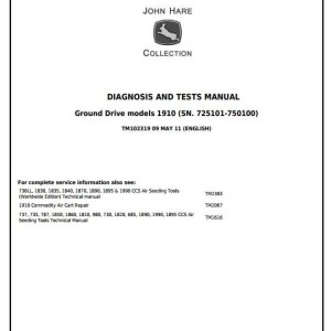 John Deere 1910 Ground Driven Commodity Air Cart Diagnostic Test Manual TM102319