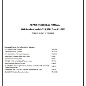 John Deere 724J 4WD Loader Repair Technical Manual TM10247