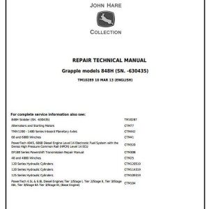 John Deere 848H Grapple Skidder Repair Technical Manual TM10289