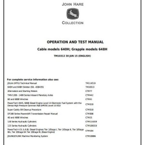 John Deere 640H 648H Skidder Diagnostic Operation Test Manual TM10312