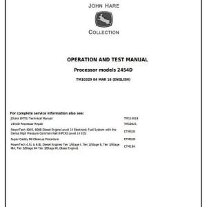 John Deere 2454D Processor Diagnostic Operation Test Manual TM10329
