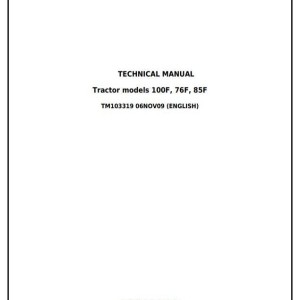 John Deere 76F 85F 100F Specialty Tractor Technical Manual TM103319
