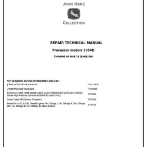 John Deere 2954D Processor Repair Technical Manual TM10409