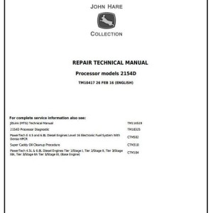 John Deere 2154D Processor Repair Technical Manual TM10417