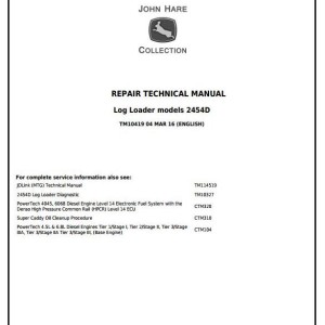 John Deere 2454D Log Loader Repair Technical Manual TM10419