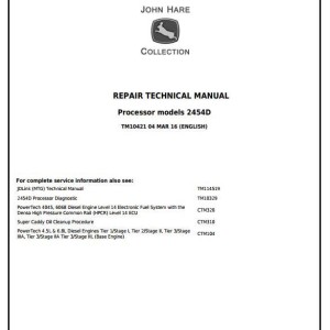John Deere 2454D Processor Repair Technical Manual TM10421