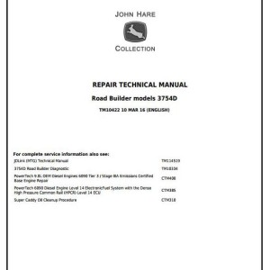 John Deere 3754D Road Builder Repair Technical Manual TM10422