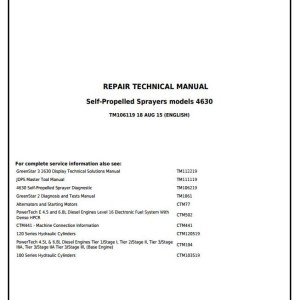 John Deere 4630 Self-Propelled Sprayer Repair Technical Manual TM106119