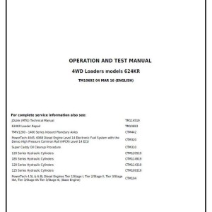 John Deere 624KR 4WD Loader Diagnostic Operation Test Manual TM10692