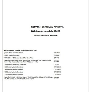 John Deere 624KR 4WD Loader Repair Technical Manual TM10693