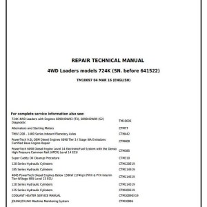 John Deere 724K 4WD Loader Repair Technical Manual TM10697