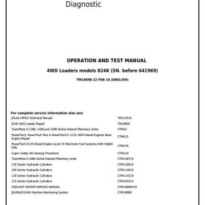 John Deere 824K 4WD Loader Diagnostic Operation Test Manual TM10698