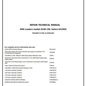 John Deere 824K 4WD Loader Repair Technical Manual TM10699
