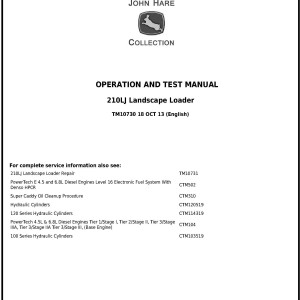 John Deere 210LJ Landscape Loader Operation Test Manual TM10730