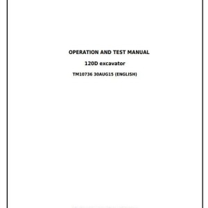 John Deere 120D Excavator Diagnosis Operation Test Manual TM10736