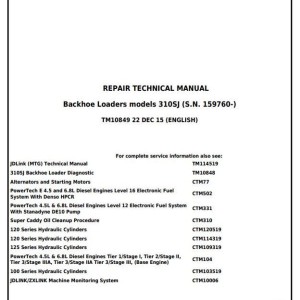John Deere 310SJ Backhoe Loader Repair Technical Manual TM10849