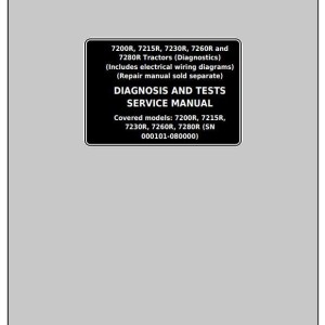 John Deere 7200R 7215R 7230R 7260R 7280R Tractor Diagnosis Test Service Manual TM110019