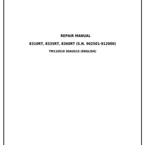 John Deere 8310RT 8335RT 8360RT Tractor Repair Manual TM110519
