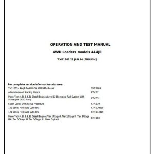 John Deere 444JR Forklift 4WD Loader Diagnostic Operation Test Manual TM11202